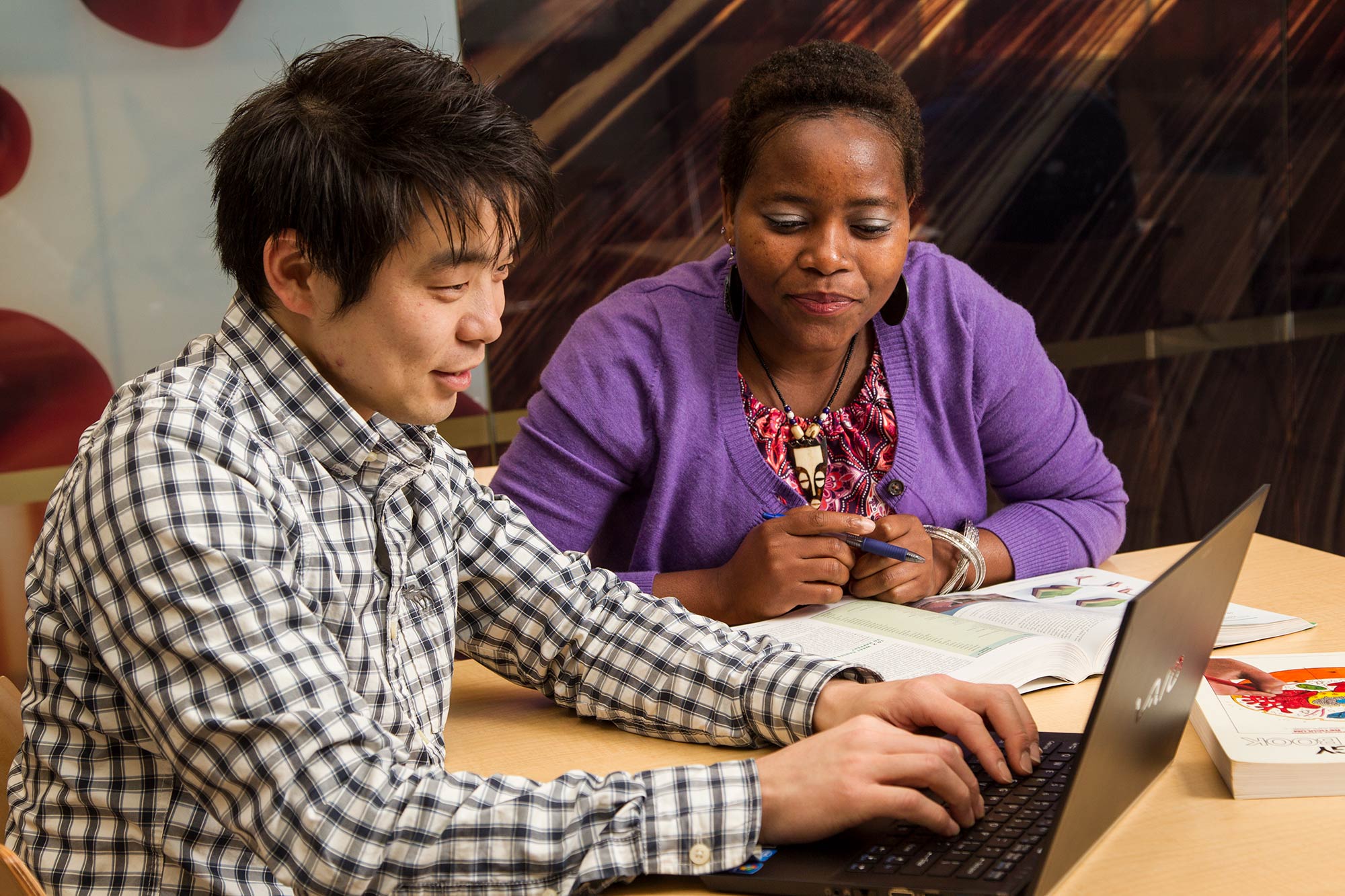 Two students studying together